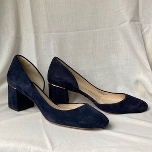 Cole Haan Suede Navy Blue Block Heels (women’s size 8.5B)